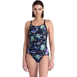 ARENA Womens Fun Planet Capsule Collection Women’s Super Fly Back Swimsuit(Black Multi/Black)