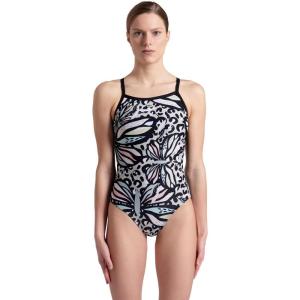 ARENA Womens Performance Women’s Butterflies Light Drop Back Swimsuit(Black/Black Multi)