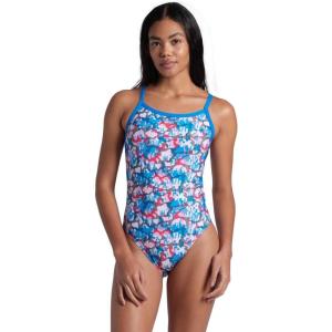 ARENA Womens Performance Women’s Multi Camo Challenge Back Swimsuit(Blue River/White Multi)