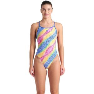 Arena Womens Arena Performance Women’s Let It Beat Collection Lace Back Swimsuit(Royal/White Multi)