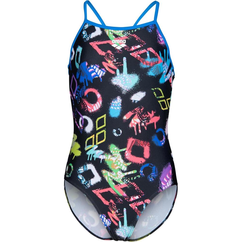 imageArena Girls Arena Feel Graffiti Girls Light Drop Back Junior Swimsuit Kids Bathing SuitMulti BlackBlue China