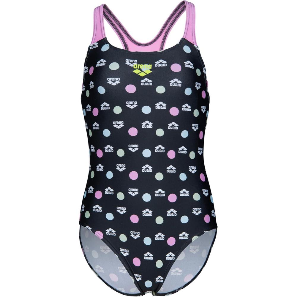 imageArena Girls Arena Feel Multiple Dot Girls Swim Pro Back Junior Swimsuit Kids Bathing SuitMulti BlackPink Orchid