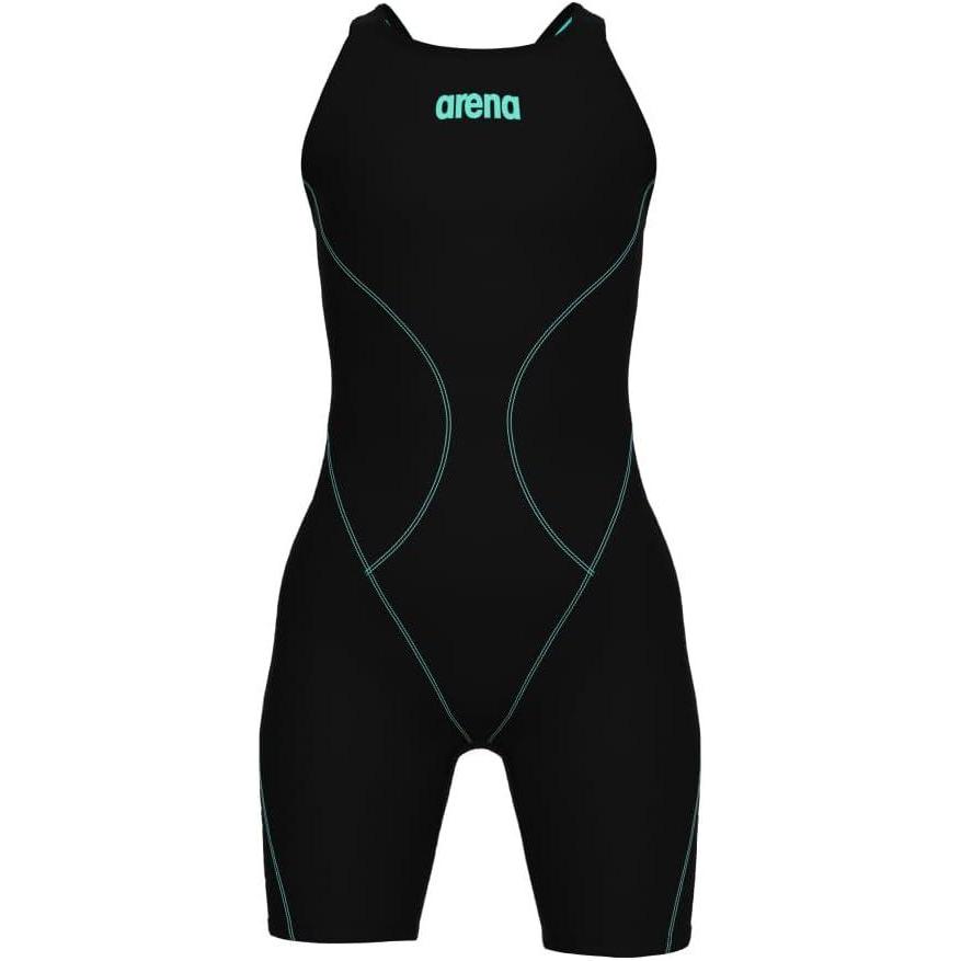 imageArena Girls Junior Powerskin Impulso Open Back Racing Swimsuit Full Body Short Leg Tech SuitBlack Teal
