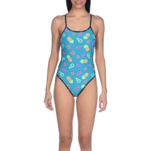 ARENA Women’s Floral Logo Reversible Challenge Back One Piece Swim Suit(Neon Lights)