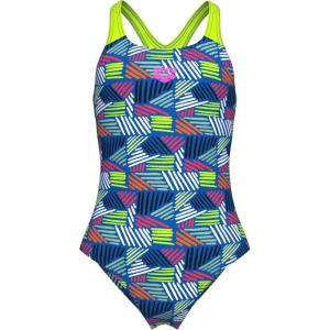 Arena Girls Arena Girls’ Performance Candies Swim Pro Back Athletic One Piece Pool Swimsuit(Multi Blue/Artic Lime)