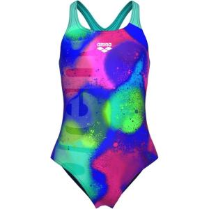 Arena Girls Arena Performance Girls’ Spray Paint Swim Pro Back Athletic One Piece Pool Swimsuit(Navy/Water)