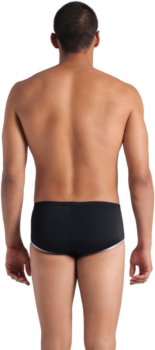 imageArena Mens Arena One Mens Big Logo LowWaist Swim Short Pool Practice Athletic SwimsuitBlackSilver