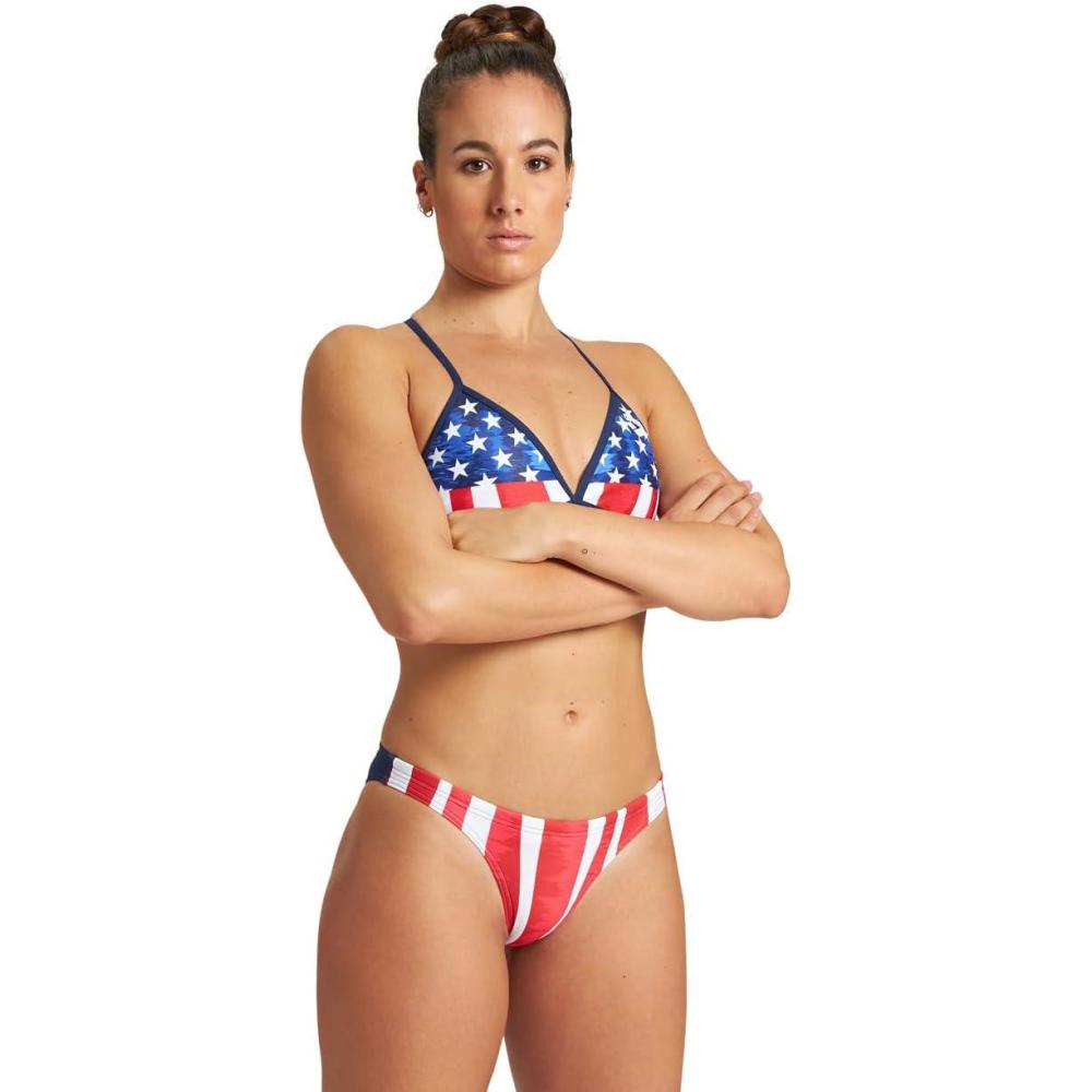 imageARENA Womens Print Sport Bikini Tie Back MaxLife Swimsuit Bathing Suit Top and Bottom for Swimming Stars amp Stripes  Bottom 36