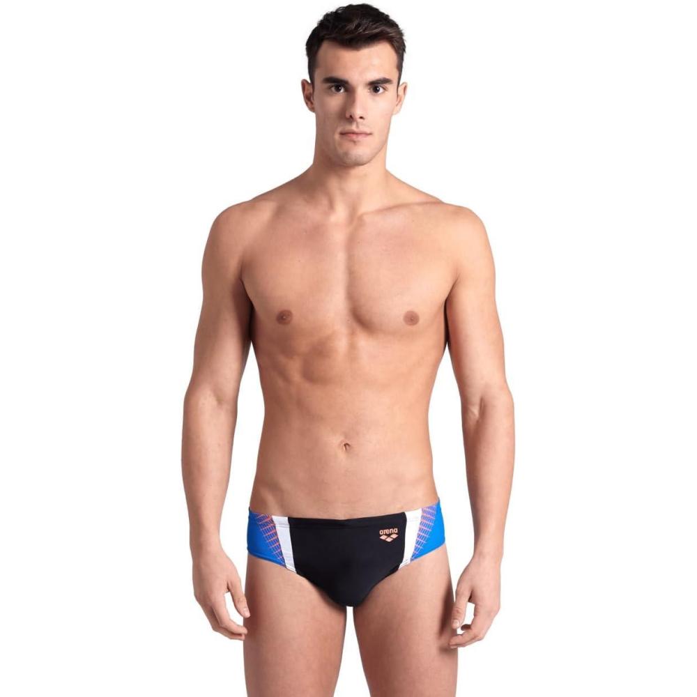 imageArena Feel Mens Threefold Swim Brief Stretchy Waterfeel Swimsuit Pool Beach Swimwear Sporty Comfortable Bathing SuitBlackBlueWhite