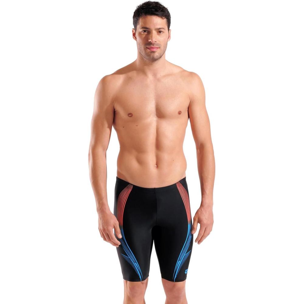 imageArena Mens Arena Feel Mens Blast Swim Jammer KneeLength Swimsuit Sports Pool Bathing SuitBlack