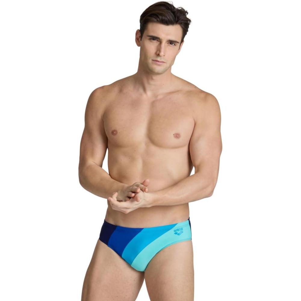 imageArena Mens Arena Feel Mens Waves Profile Swim BriefsNavyRoyalTurquoiseWater