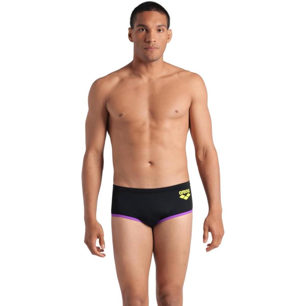 imageArena Mens Arena One Mens Big Logo LowWaist Swim Short Pool Practice Athletic SwimsuitBlackPurple