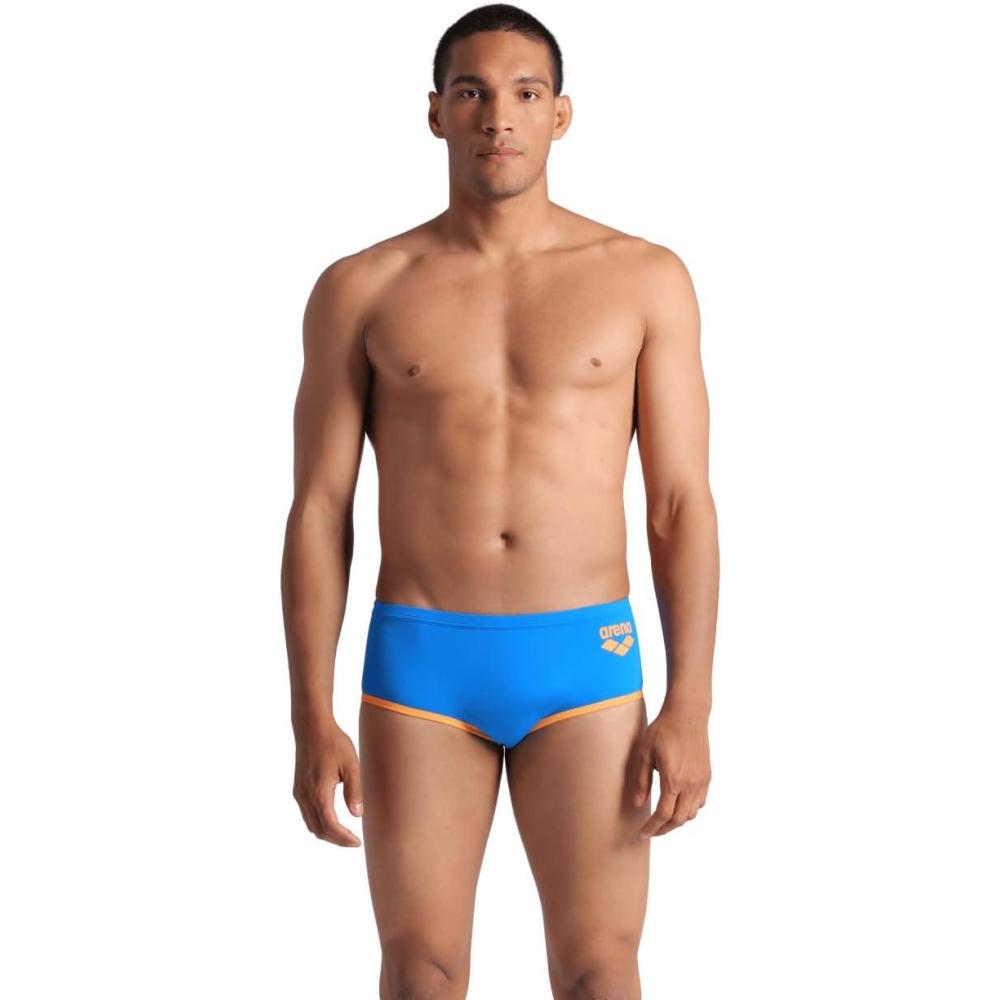 imageArena Mens Arena One Mens Big Logo LowWaist Swim Short Pool Practice Athletic SwimsuitBlue RiverFluo Orange