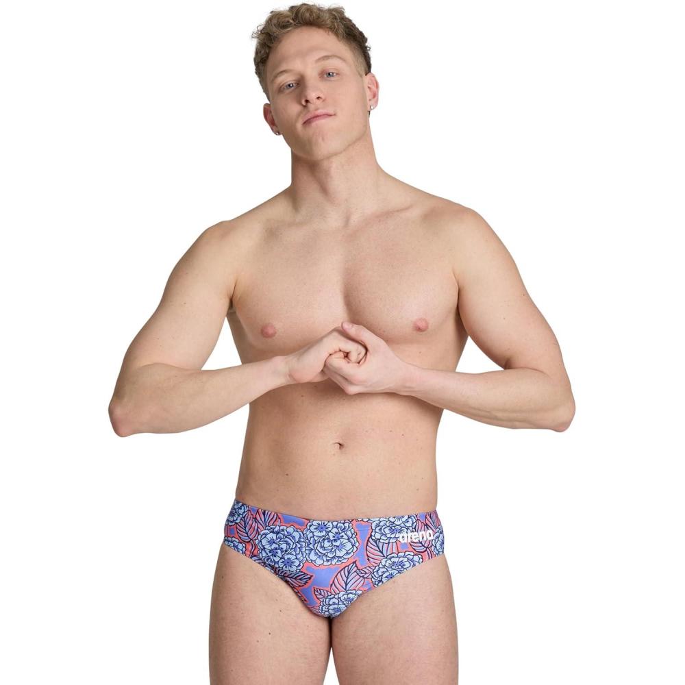 imageArena Mens Arena Performance Mens Hydrangea Bouquet Swim Briefs Athletic Swimwear for TrainingTeam Red White Blue