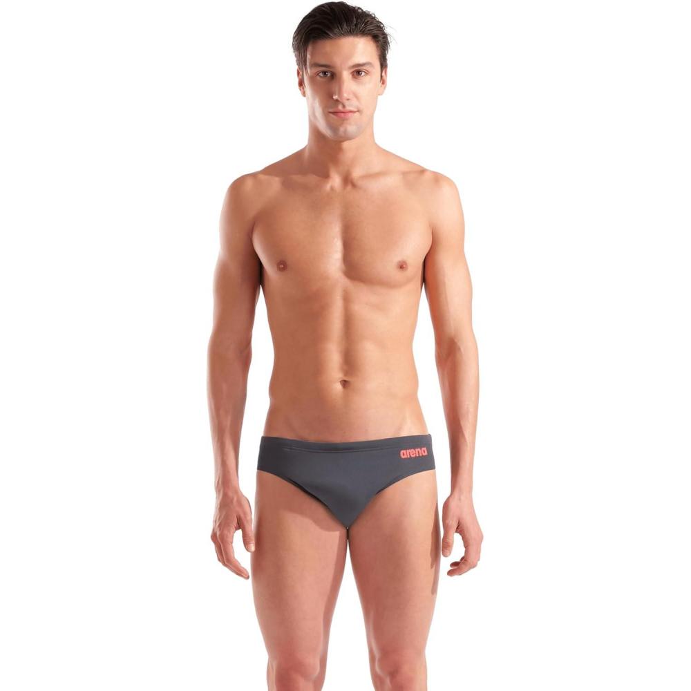 imageArena Mens Arena Performance Mens Solid Team Swim BriefsAsphaltBright Coral