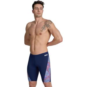 ARENA Men’s Standard Performance Hydrangea Bouquet Swim Jammer Athletic Swimwear Bathing Suit(Navy/Team Red White Blue)