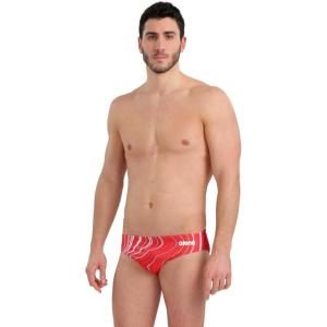 ARENA Performance Men’s Marbled Swim Brief Chlorine Resistant MaxLife Swimsuit Practice Pool Training Bathing Suit(Red/Red Multi)