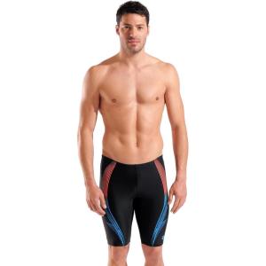 Arena Mens Arena Feel Men’s Blast Swim Jammer Knee-Length Swimsuit Sports Pool Bathing Suit(Black)