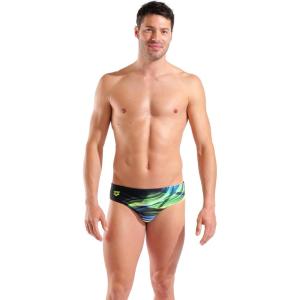 Arena Mens Arena Feel Men’s Bloom Swim Briefs Comfortable Stretchy Bathing Suit for Pool Beach(Multi Black/Black)
