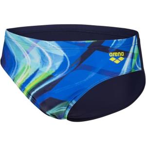 Arena Mens Arena Feel Men’s Visual Waves Swim Briefs(Navy/Neon Blue Multi)