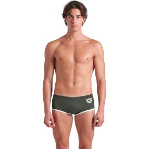 Arena Mens Arena One Men’s Big Logo Low-Waist Swim Short Pool Practice Athletic Swimsuit(Dark Sage/White)