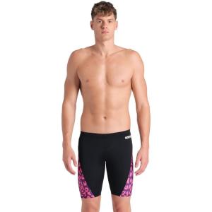 Arena Mens Arena Performance Men’s Leopard Skin Limited Edition Printed Swim Jammer(Black/Fuchsia Multi)