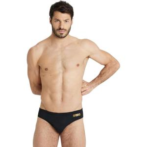 Arena Mens Arena Performance Men’s Solid Team Swim Briefs(Black/Gold)