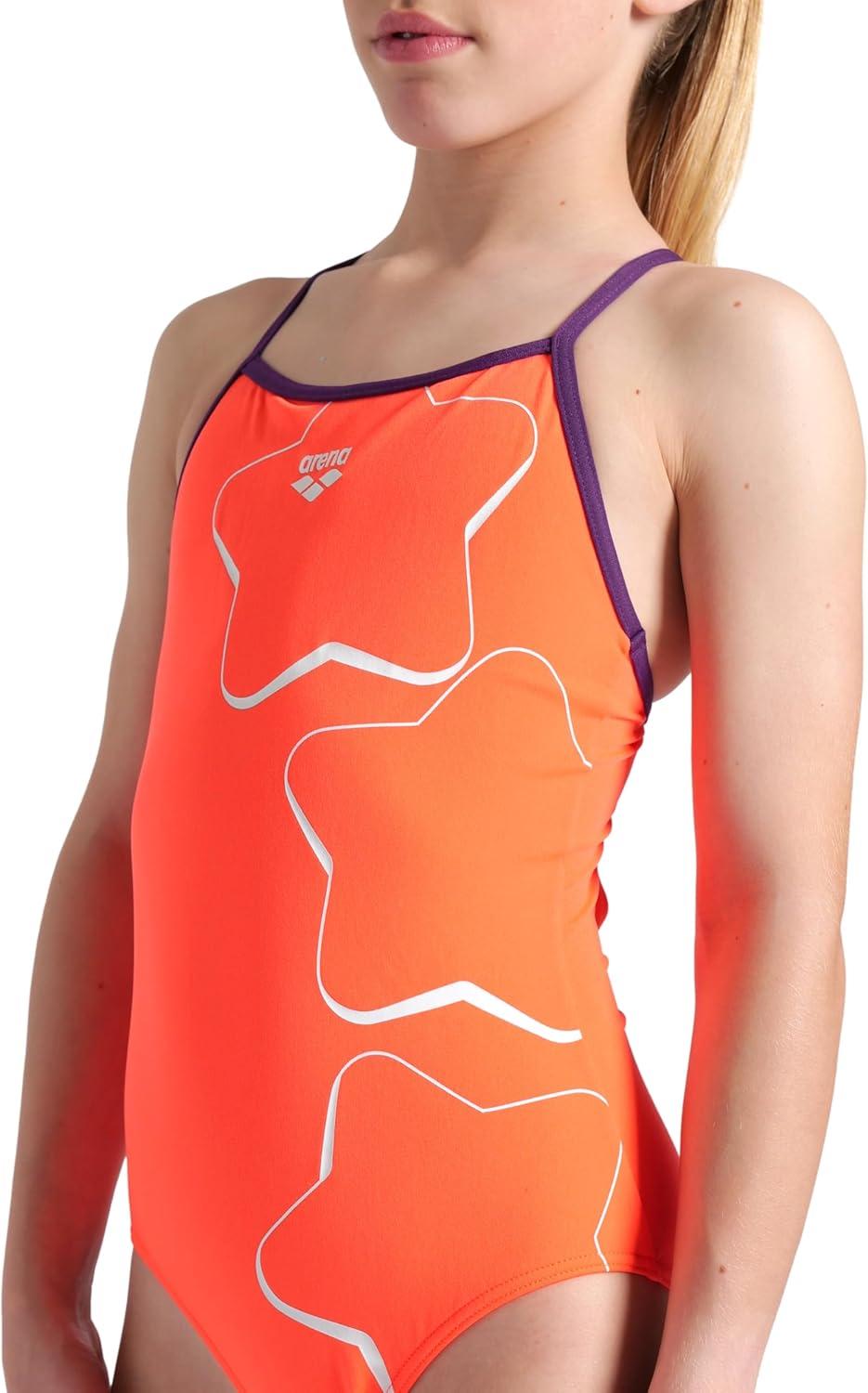 imageArena Girls Arena Girls Performance Star Graphic Light Drop Back Athletic One Piece SwimsuitBright CoralPlum