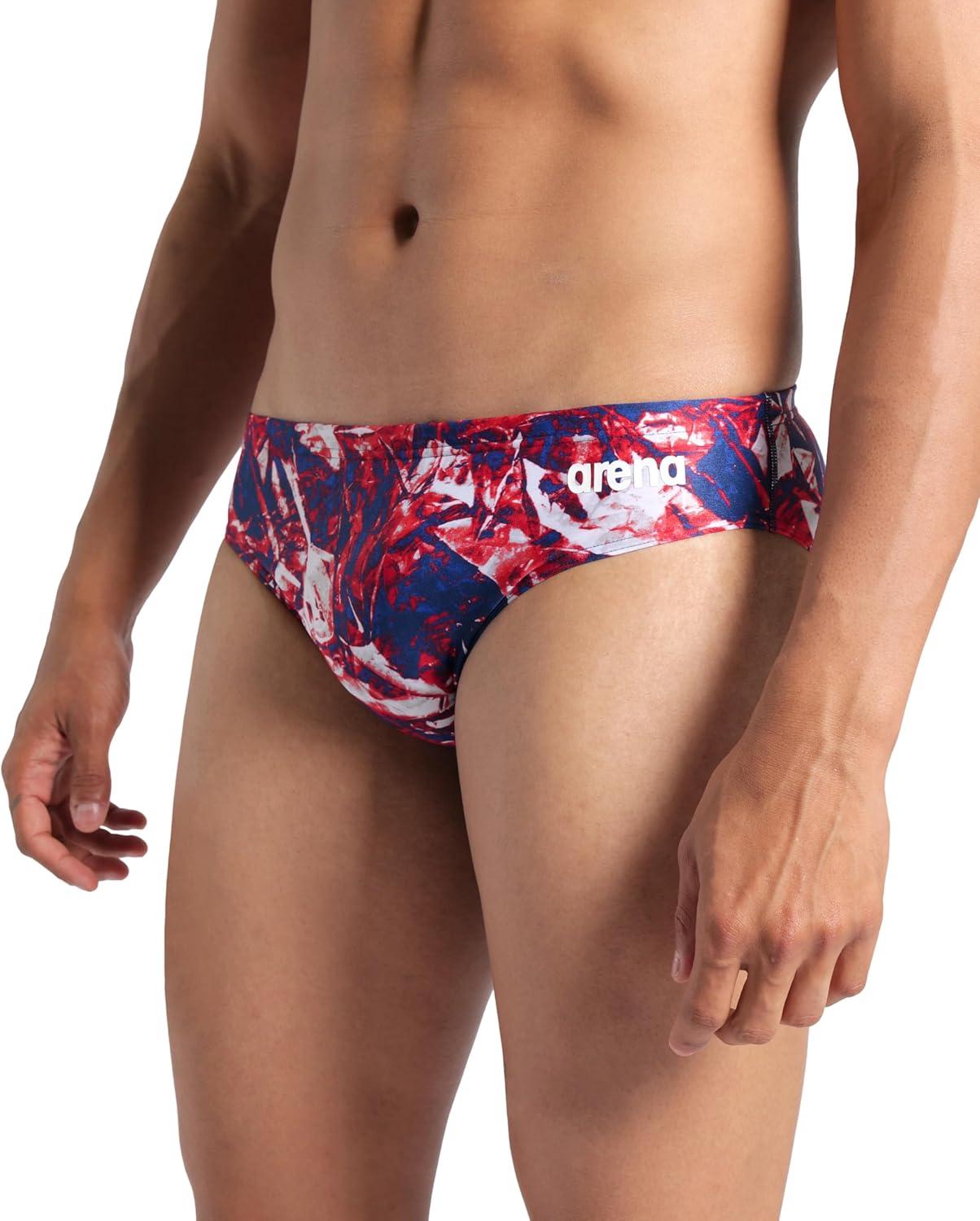 imageArena Mens Arena Performance Mens Crackle Swim Briefs Athletic Swimwear Professional SwimsuitTeam Red White Blue