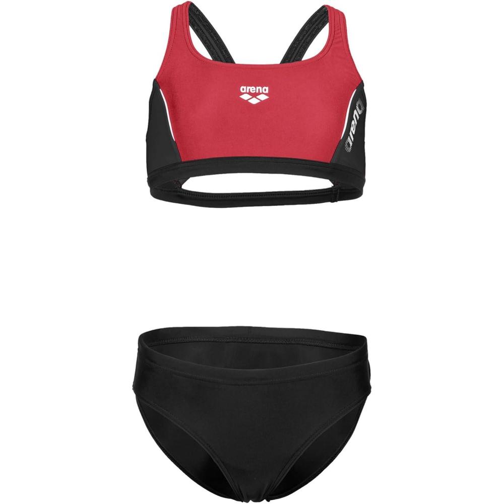 imageARENA Feel Girls Junior Thrice TwoPiece Swimsuit Racer Back Top Waterfeel Comfortable Suit Pool or Beach US Size 30 BlackAnguriaWhite