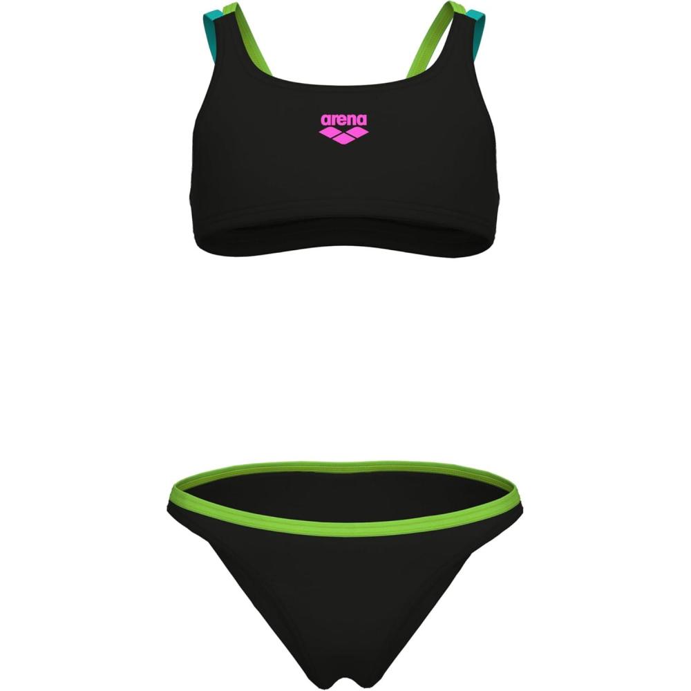 imageARENA Girls Feel Solid Two Piece Tweens Casual Bikini Pool Or Beach Bathing SuitBlackSoft GreenWater