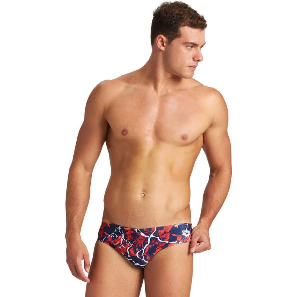 imageARENA Mens Earth Texture Brief SwimsuitNavyRed Multi
