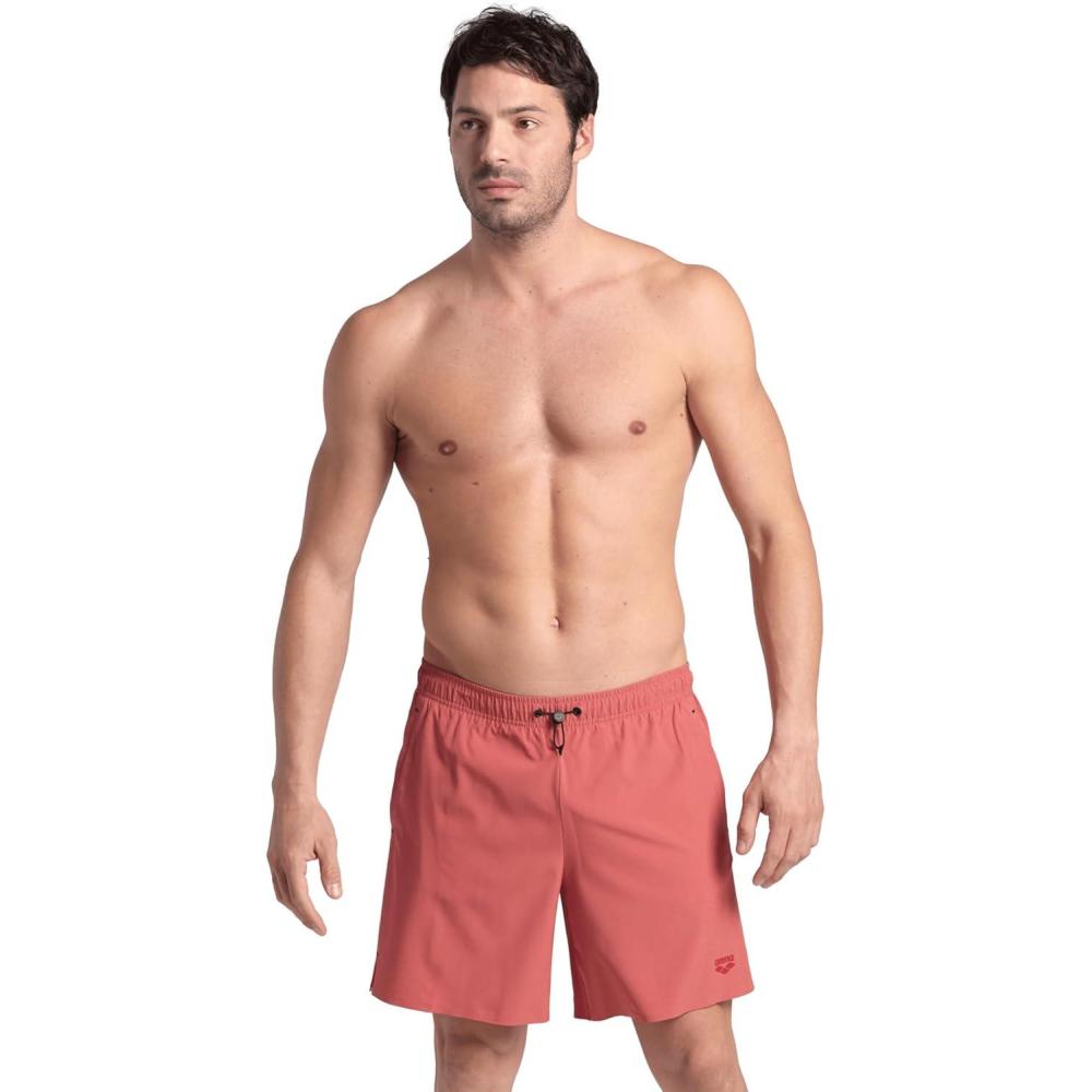 imageARENA Mens Evo Solid Beach Boxer Swim Trunks with Pockets AntiChafe Mesh BriefAstro Red