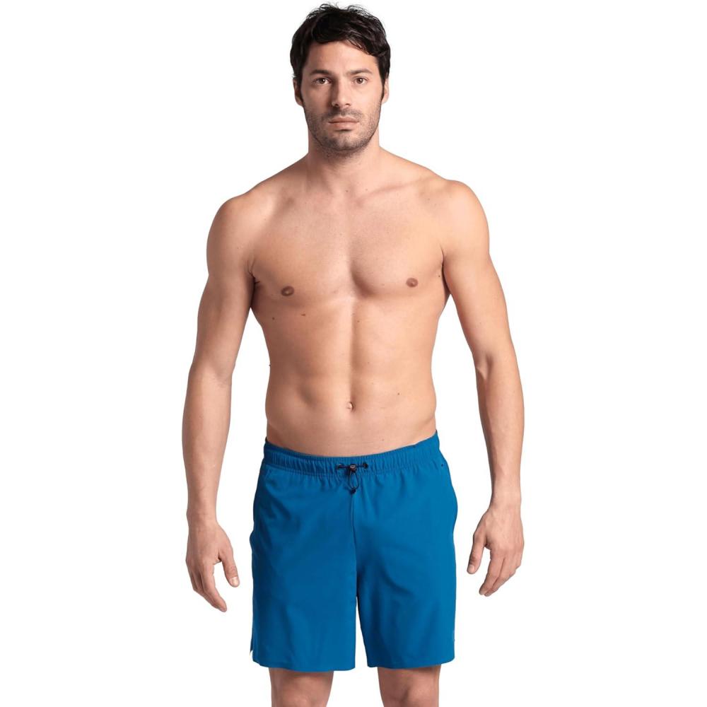 imageARENA Mens Evo Solid Beach Boxer Swim Trunks with Pockets AntiChafe Mesh BriefBlue Cosmo