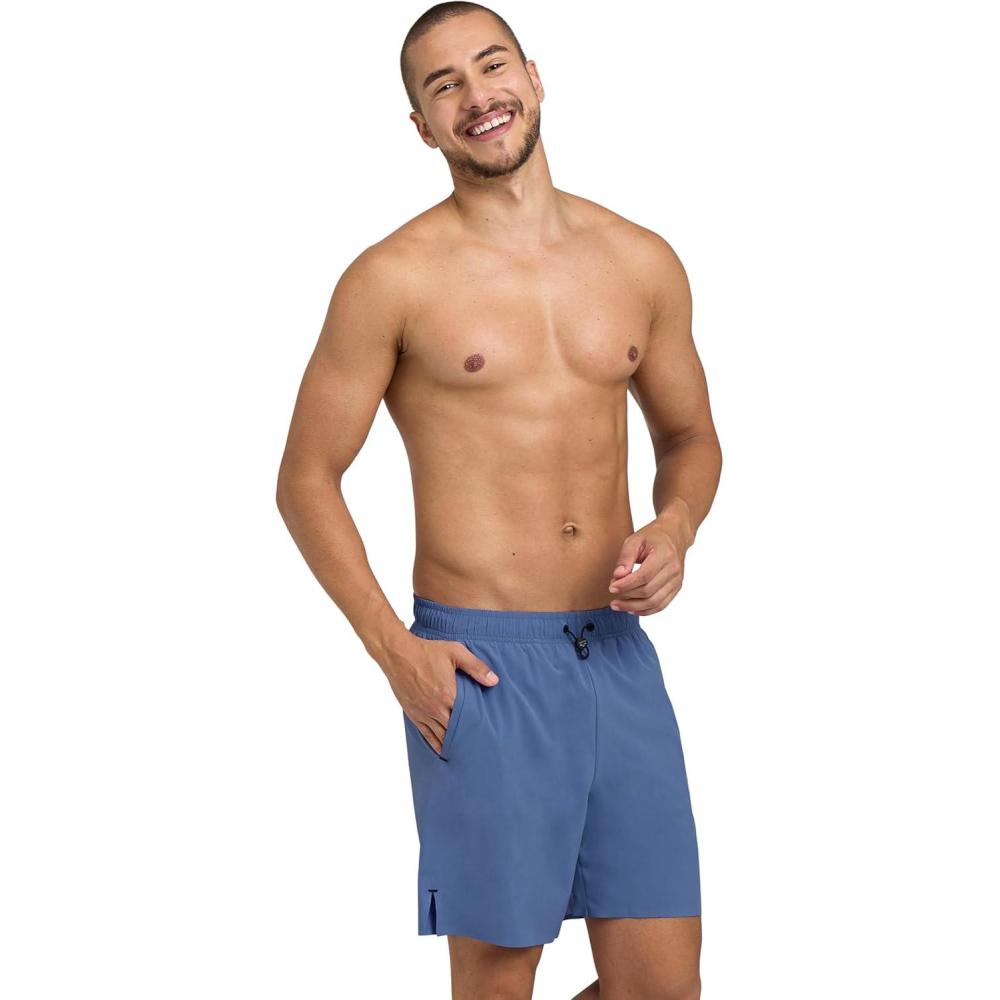 imageARENA Mens Evo Solid Beach Boxer Swim Trunks with Pockets AntiChafe Mesh BriefGrey Blue