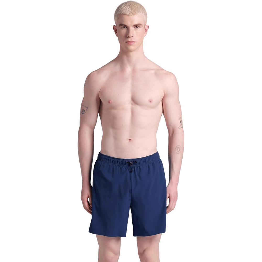 imageARENA Mens Evo Solid Beach Boxer Swim Trunks with Pockets AntiChafe Mesh BriefNavy