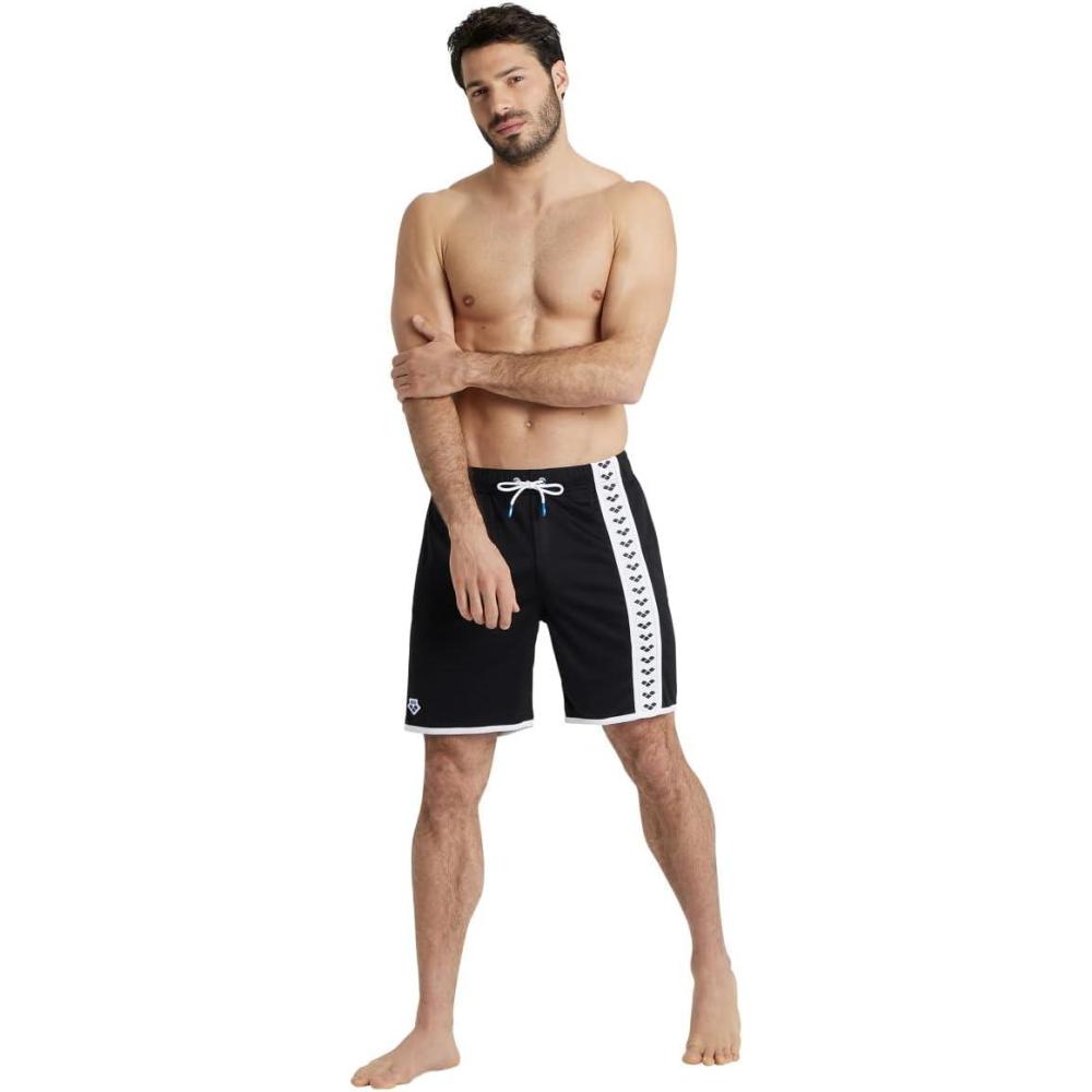 imageARENA Mens Standard Icons Bermuda Logo Swim Trunk Beach ShortsBlack  White