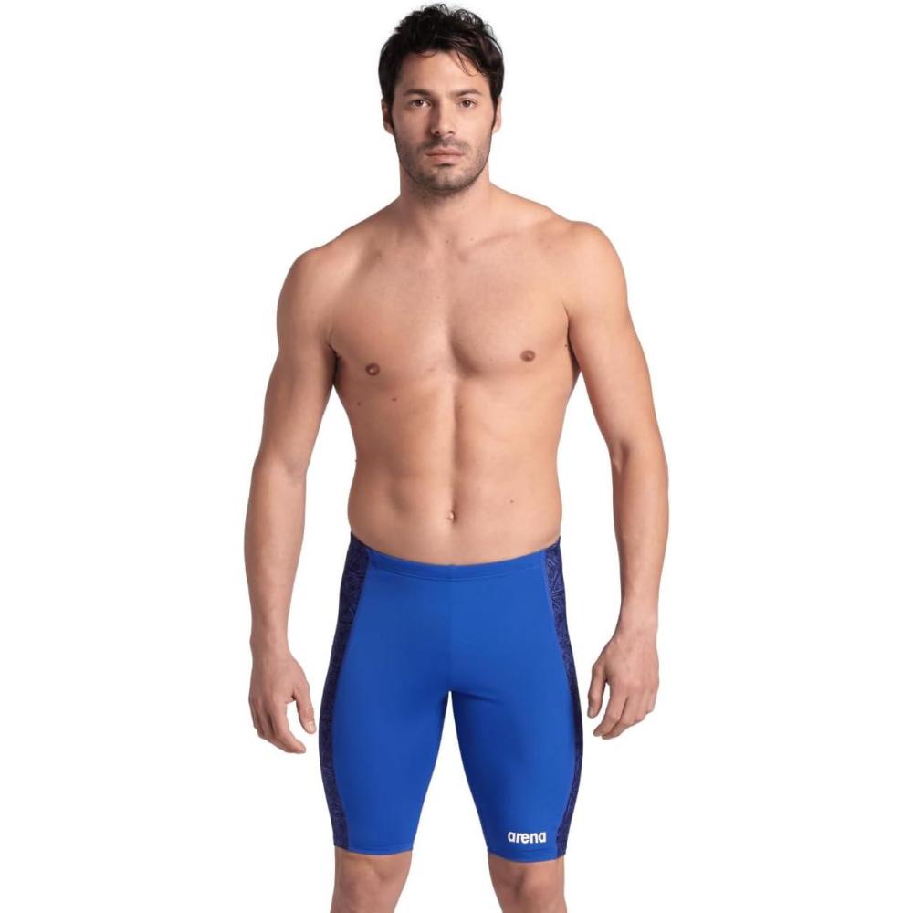 imageARENA Performance Mens Abstract Tiles Swim Jammer Athletic Practice KneeLength Swimsuit Competitive Training Bathing SuitRoyalTeam Royal