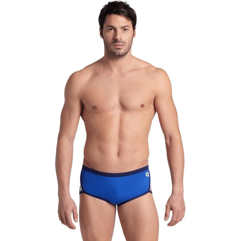 imageARENA Performance Mens Icons Solid LowWaist Swim Brief Short Athletic SwimsuitRoyalNavy