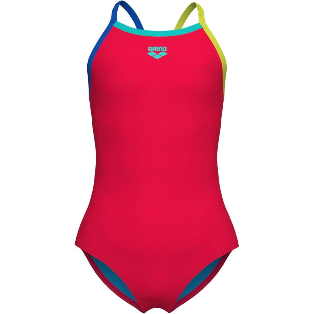 imageArena Girls Arena Feel Girls Light Drop Back Solid SwimsuitFluo RedBlue ChinaSoft Green