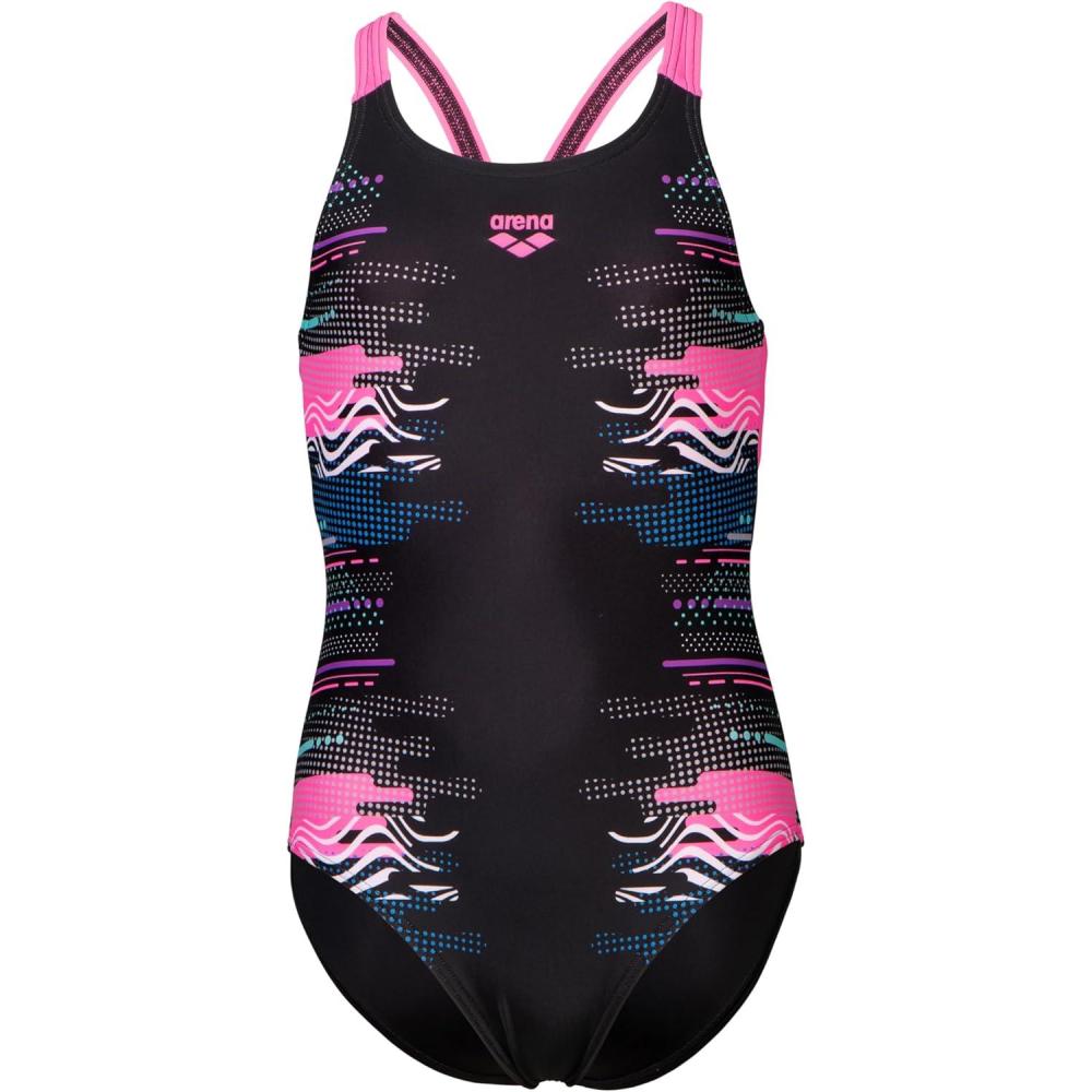 imageArena Girls Arena Girls Feel Front Lined Rhythm V Back Athletic One Piece SwimsuitBlack MultiBlackShocking Pink
