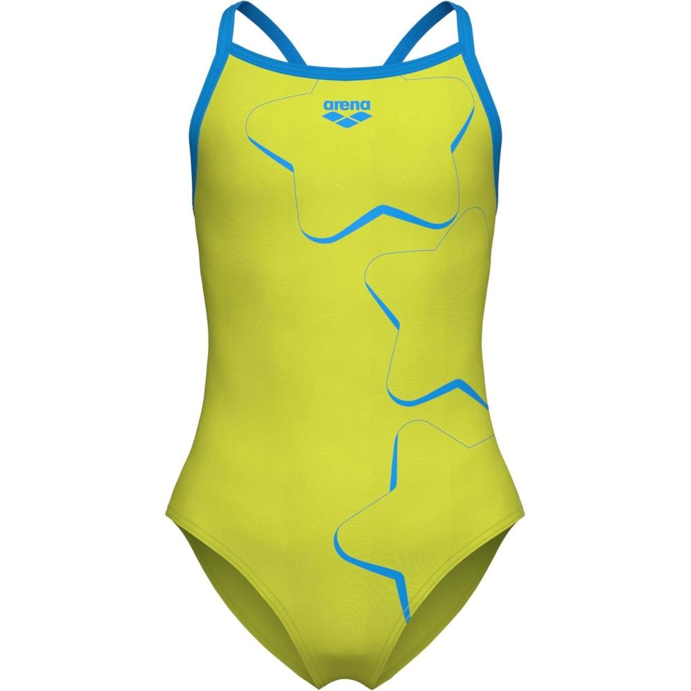 imageArena Girls Arena Girls Performance Star Graphic Light Drop Back Athletic One Piece SwimsuitSoft GreenTurquoise