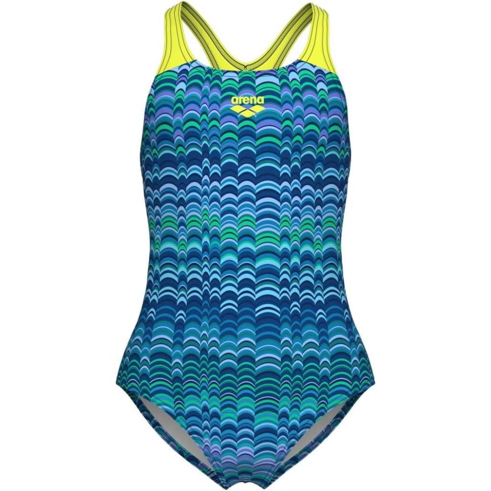 imageArena Girls Arena Performance Girls Ondulation Swim Pro Back Swimsuit Kids One Piece Bathing SuitMulti NavySoft Green