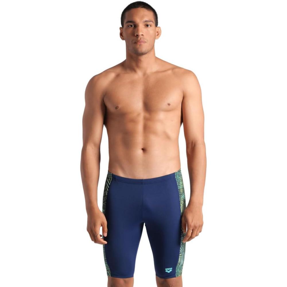 imageArena Mens Arena Performance Mens Energy Swim Jammer KneeLength Training SwimsuitNavyGreen Navy
