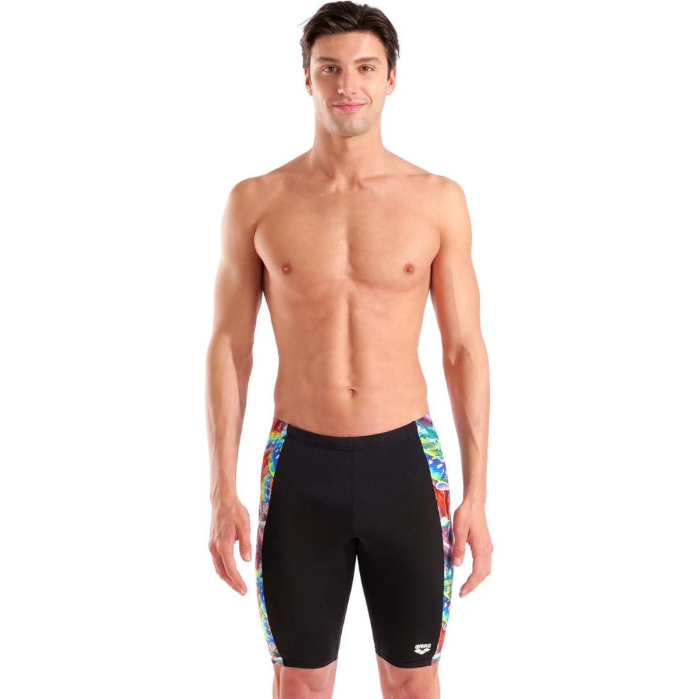 imageArena Mens Arena Performance Mens Iguanas Swim Jammer Sports Shorts KneeLength Bathing SuitBlackMulti