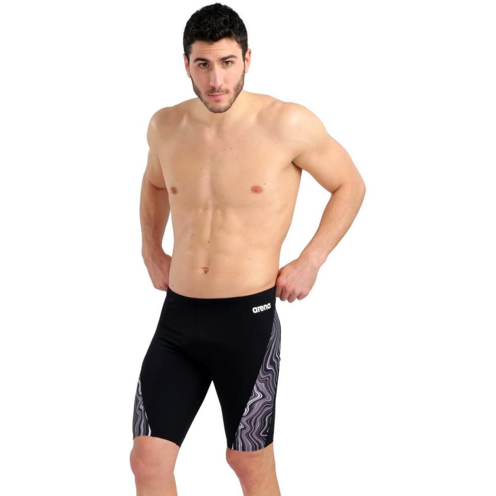 imageArena Mens Arena Performance Mens Marbled Swim JammerBlackBlack Multi
