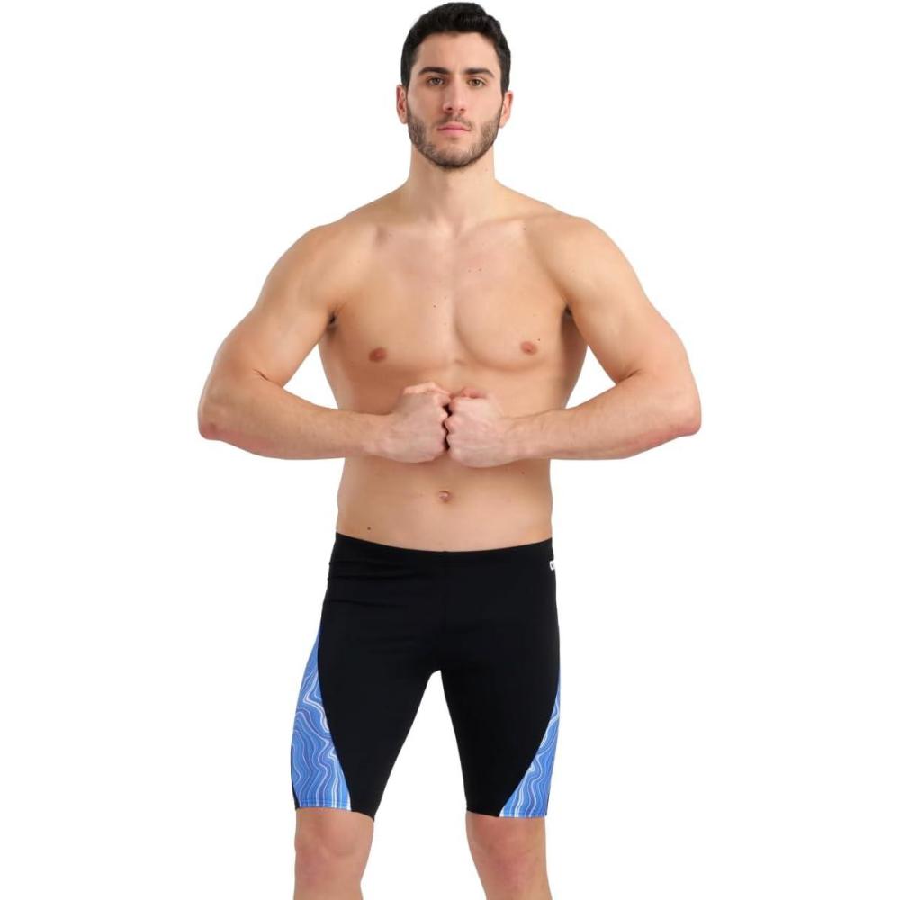imageArena Mens Arena Performance Mens Marbled Swim JammerBlackRoyal Multi