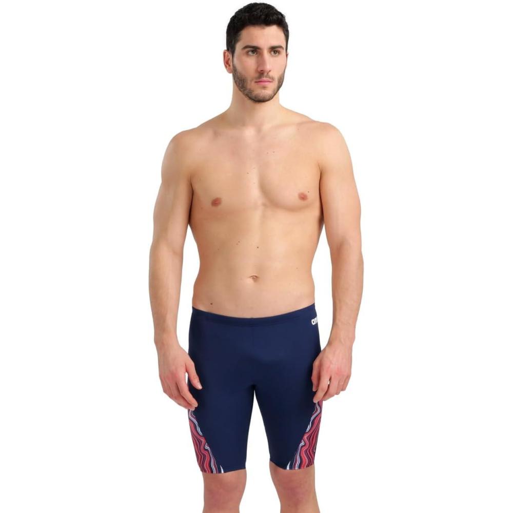 imageArena Mens Arena Performance Mens Marbled Swim JammerNavyRed Multi