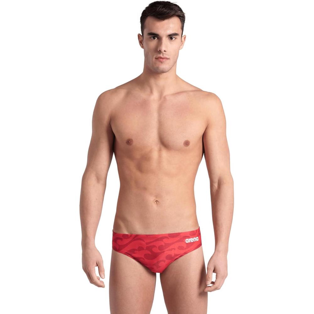 imageArena Mens Arena Performance Mens Surfs Up II Swim Briefs Athletic Swimwear Sports SwimsuitBlackTeam Red