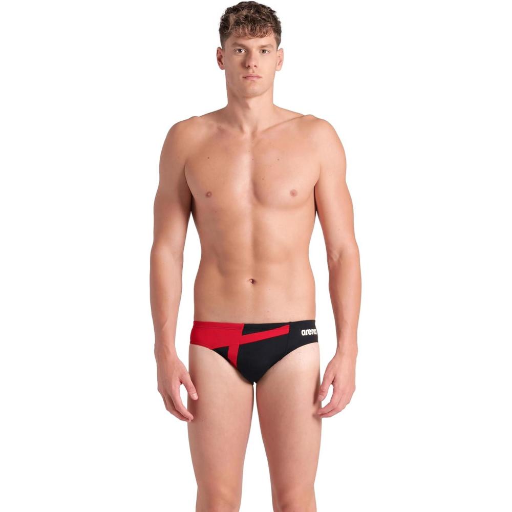 imageArena Mens Performance Diamond Swim Brief Athletic Swimwear Professional SwimsuitBlackRed